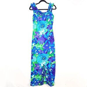Vintage Sun Fashions of Hawaii Honolulu Dress Small Vibrant Floral Printed